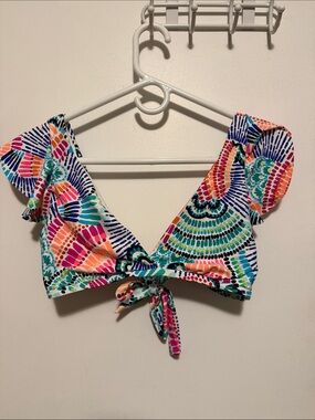 La Blanca Multicolor Tie-Front Bikini Top - Blue, Pink, Orange, Green